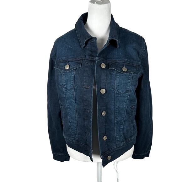 Nine West Jeans Dark Wash Blue Denim Jacket Small Classic Casual Collar Cotton - Picture 1 of 5